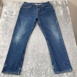 Wrangler Mens Jeans 38x32 Regular Fit Straight Leg Blue Denim 96501MR